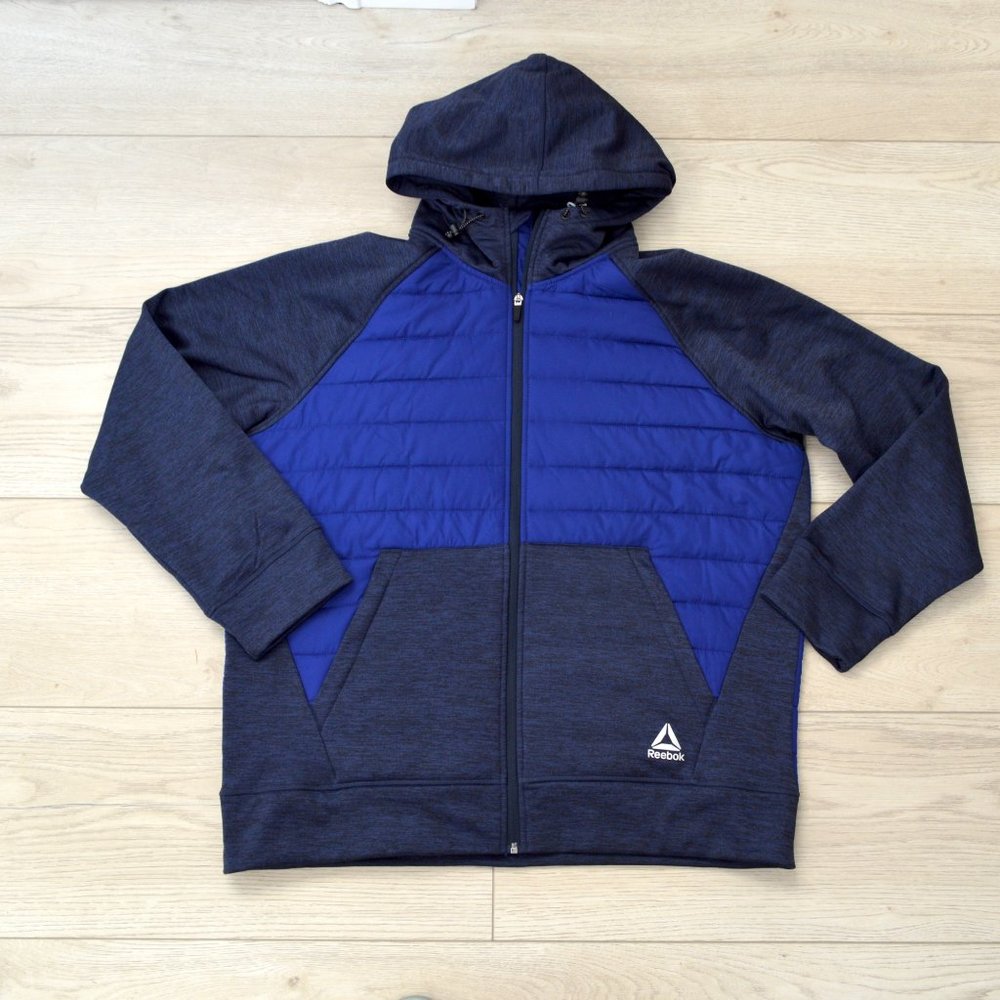 Reebok sweats hood zipper jacket blue men Xl